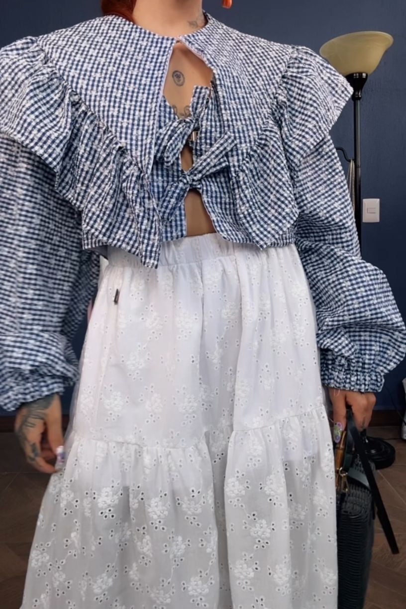 Falda Brenda blanca bordada