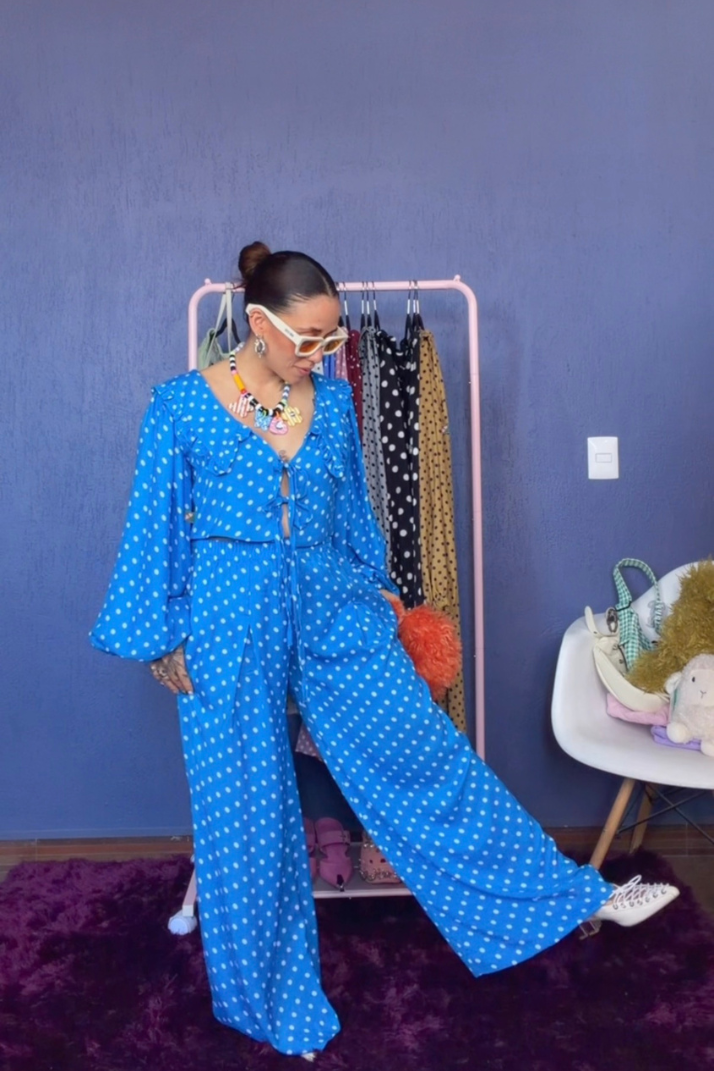 Set Sabina polka azul