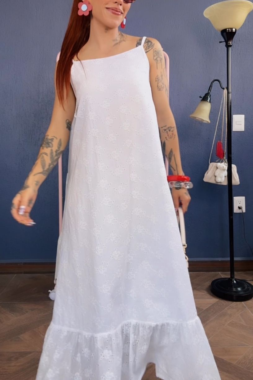Vestido Linda blanco bordado
