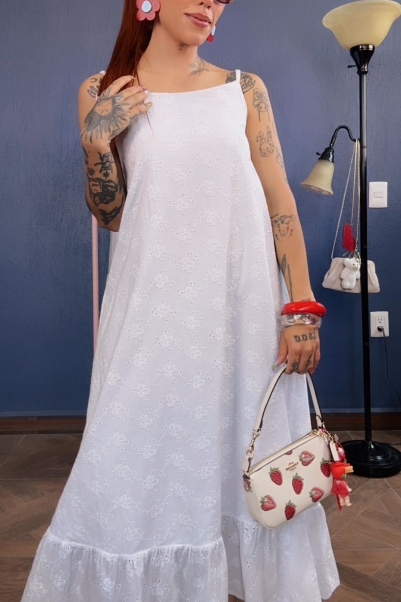 Vestido Linda blanco bordado