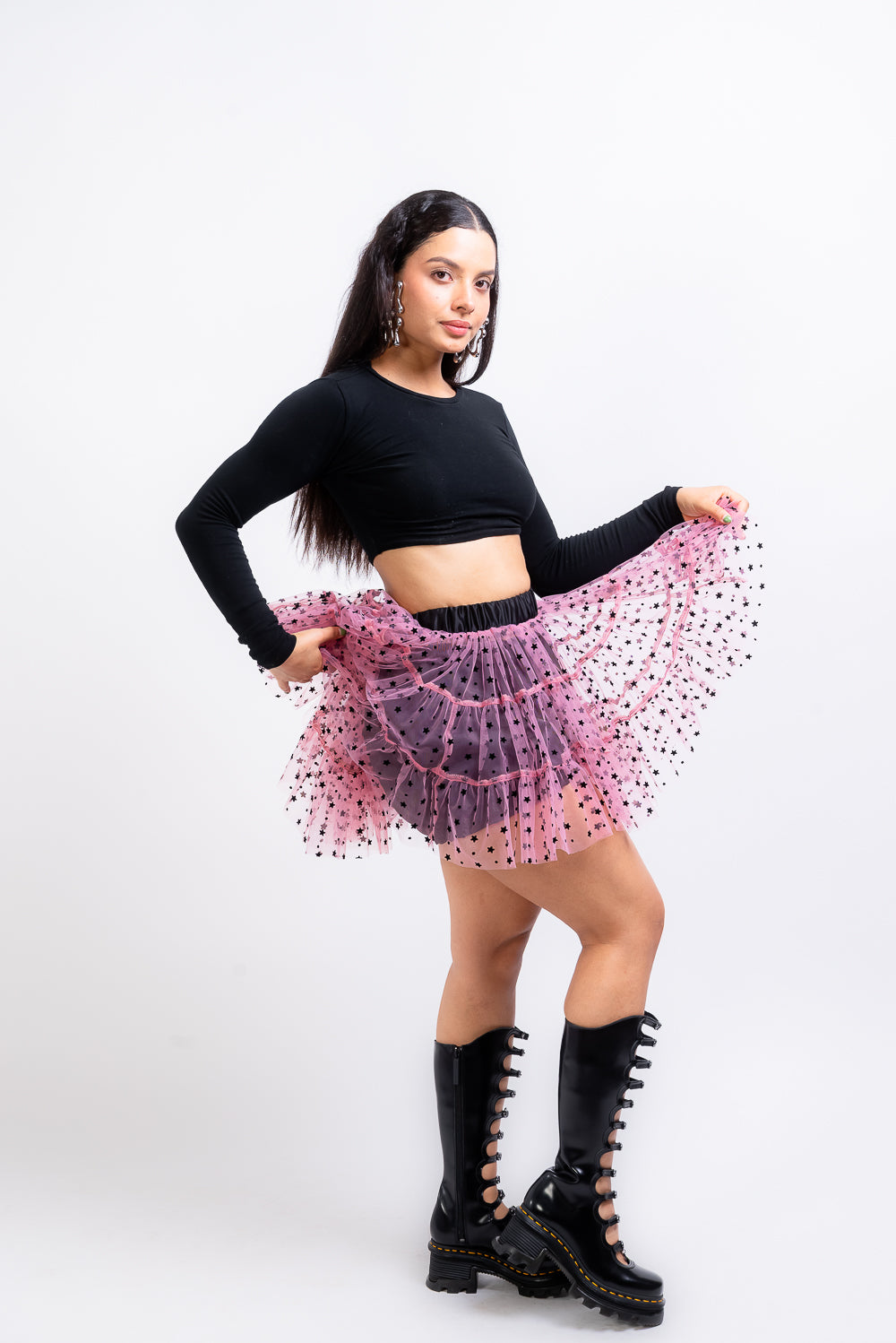 Mini falda estrellada con blúmer