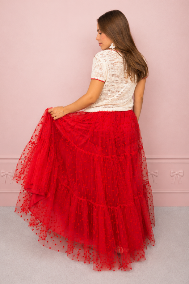 Falda Maxi roja plumeti