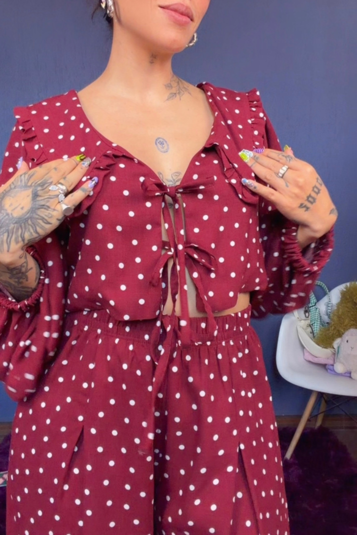 Set Sabina polka guinda