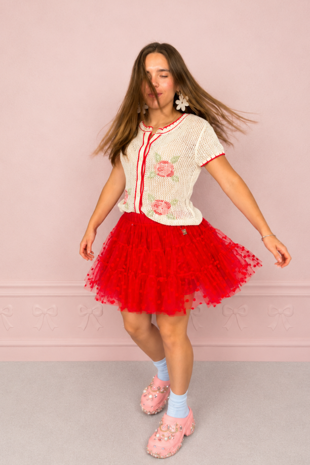 Falda mini roja plumeti