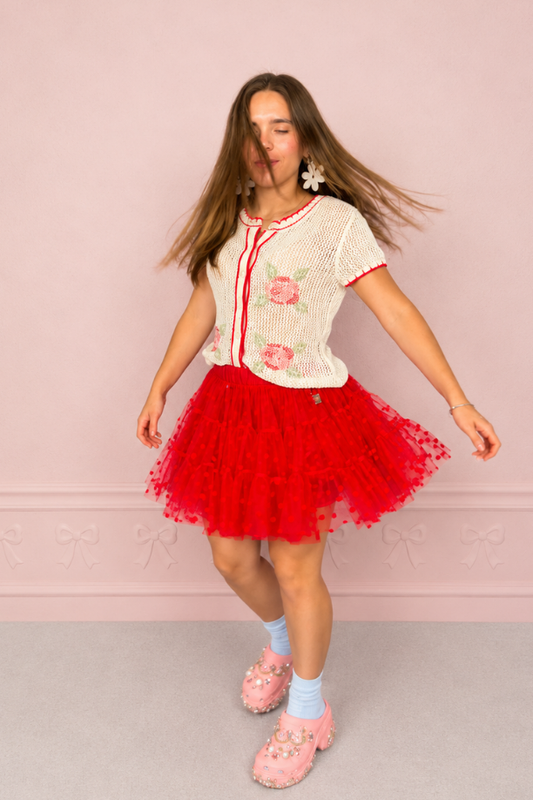 Falda mini roja plumeti