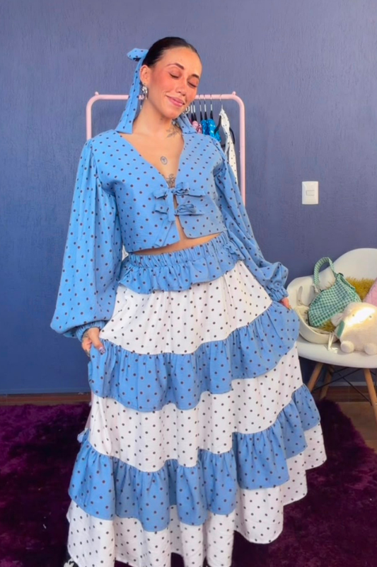 Set Mercedes con blusa azul