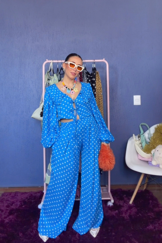 Set Sabina polka azul