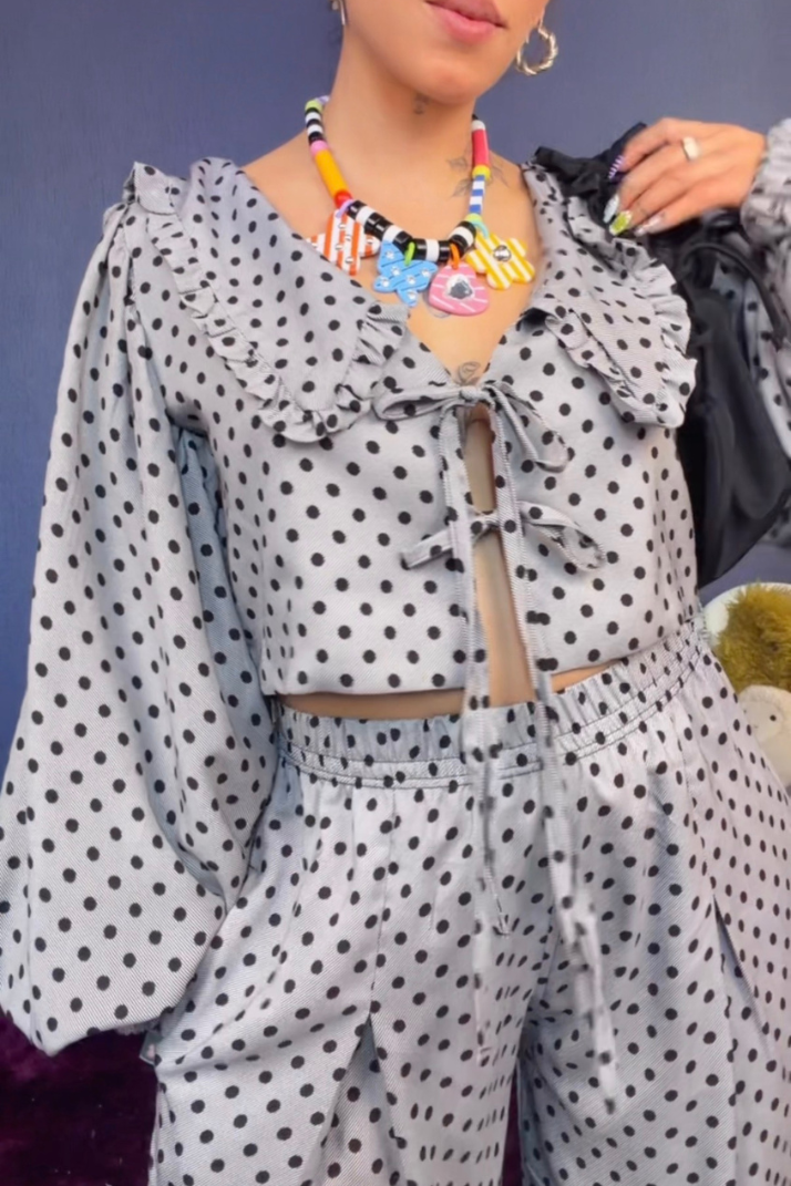 Set Sabina polka gris