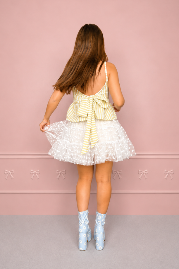 Falda mini blanca plumeti