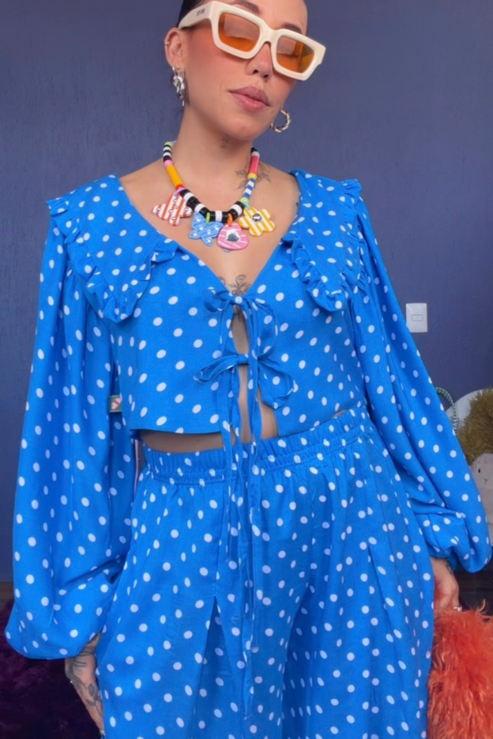 Set Sabina polka azul