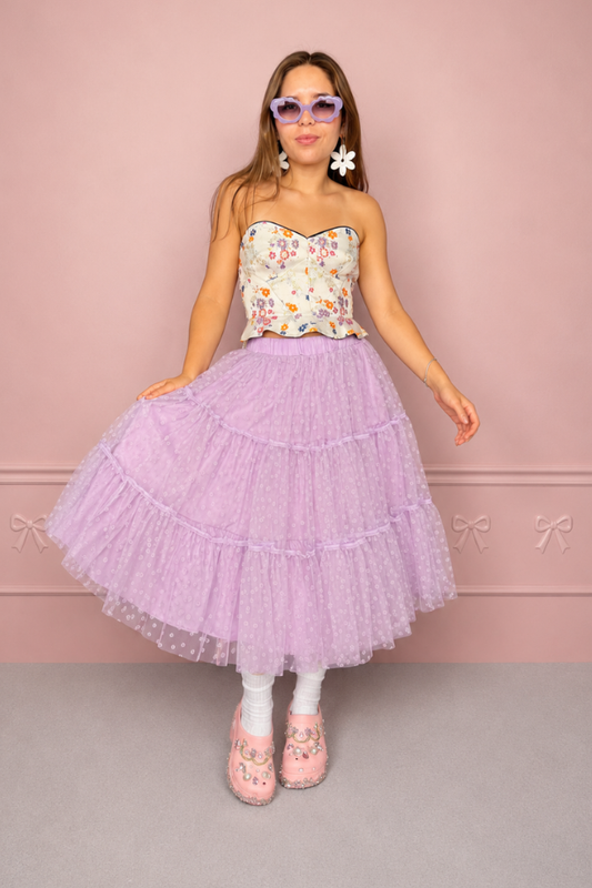 Falda midi lila