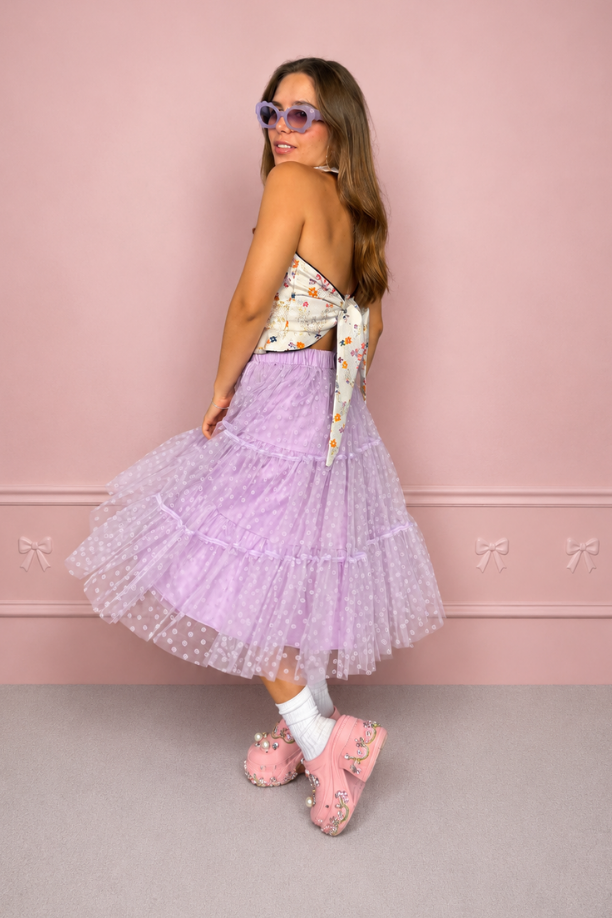 Falda midi lila