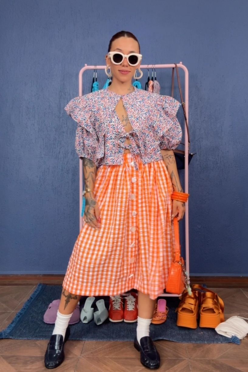 Falda Ofelia mandarina