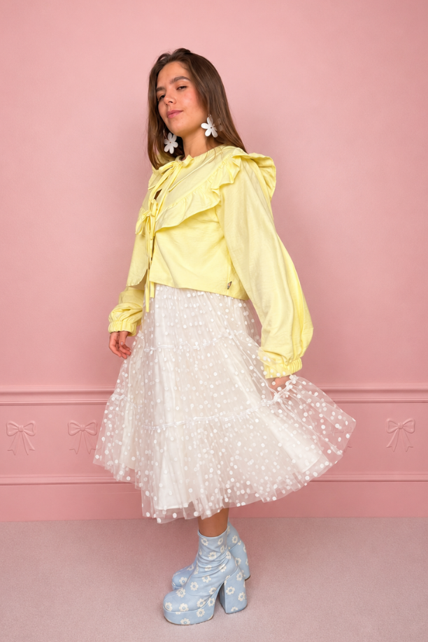 Falda midi blanca plumeti