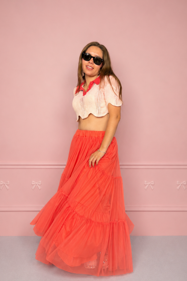 Falda Maxi coral