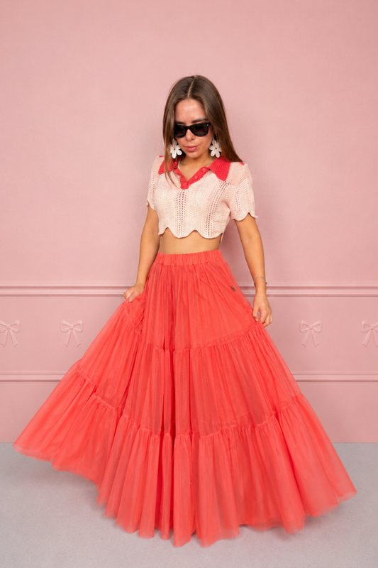 Falda Maxi coral
