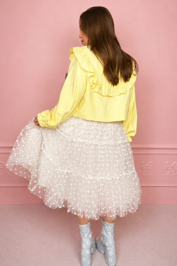 Falda midi blanca plumeti