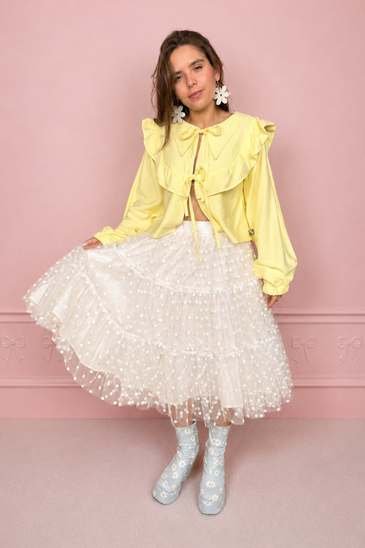 Falda midi blanca plumeti
