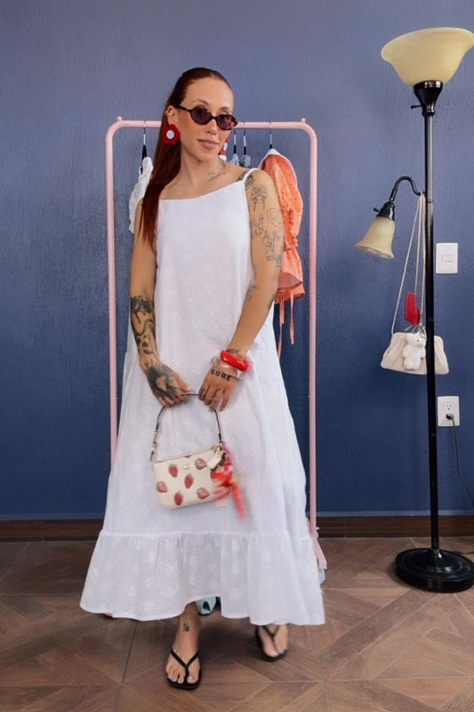 Vestido Linda blanco bordado