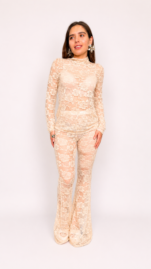 Set lala latte soft pantalón y blusa