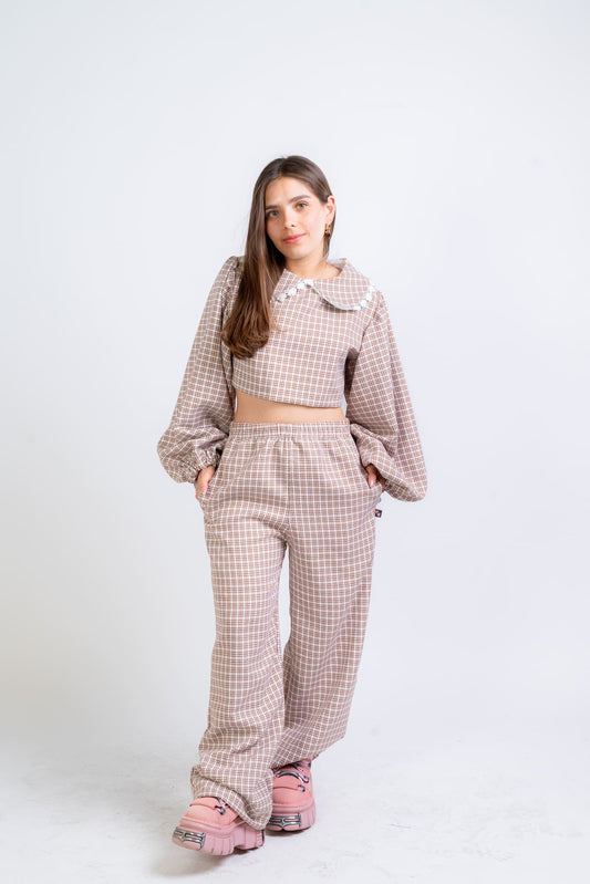 Set Brenda Chocolate blusa y pantalón