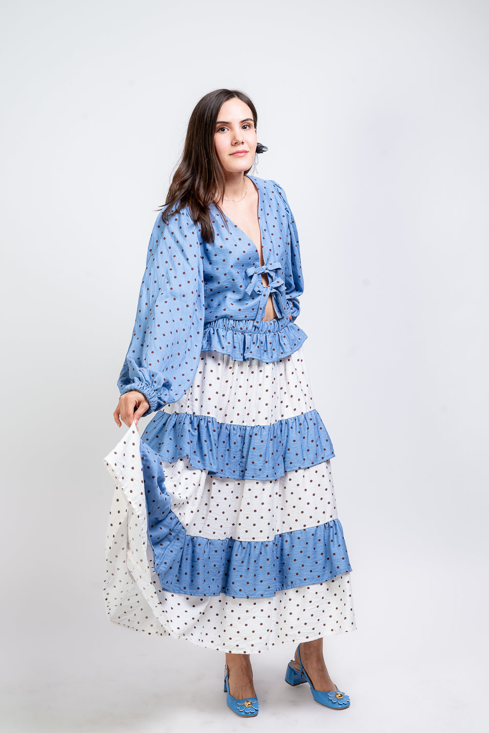 Set Mercedes con blusa azul