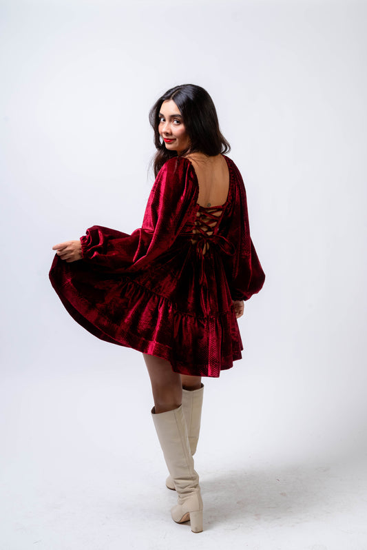 Vestido Mini Frida burdeos XMAS