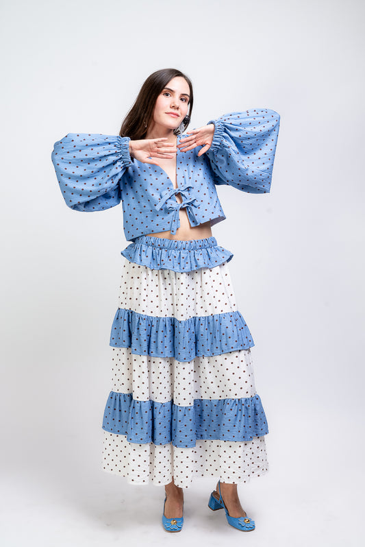 Set Mercedes con blusa azul