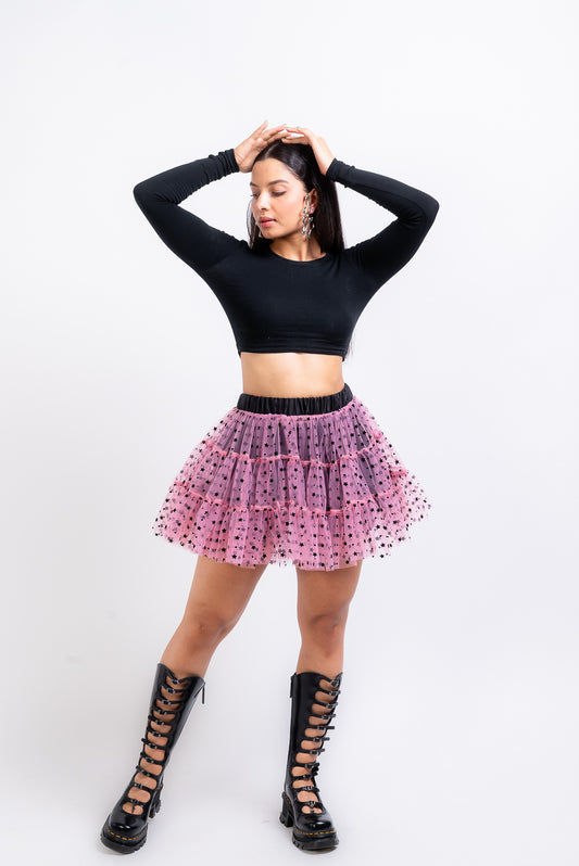Mini falda estrellada con blúmer