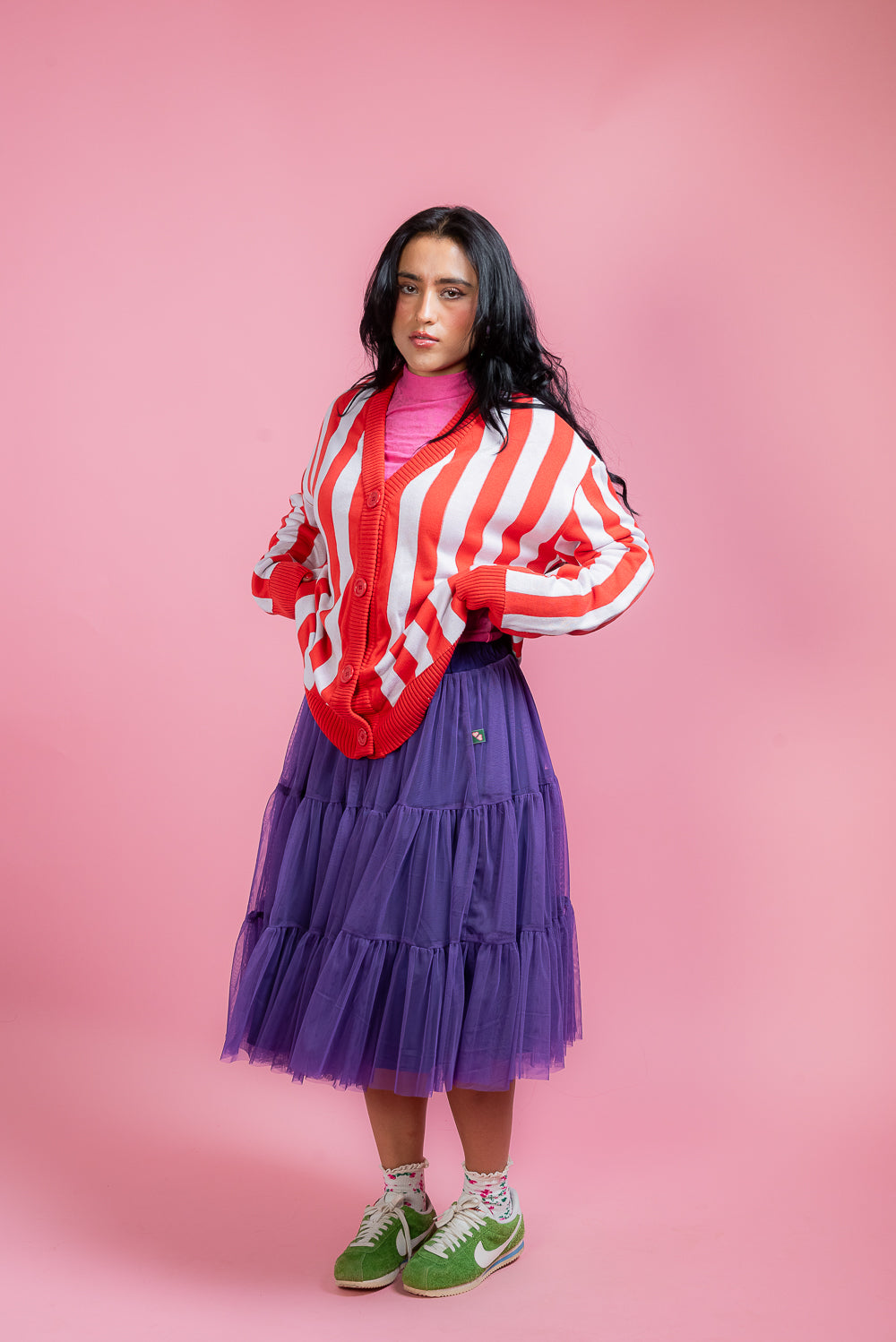 Falda midi bugambilia