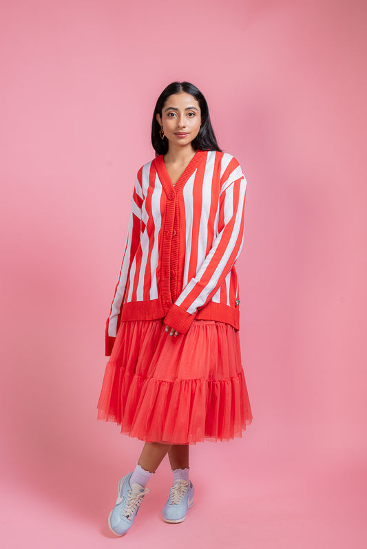 Falda midi coral
