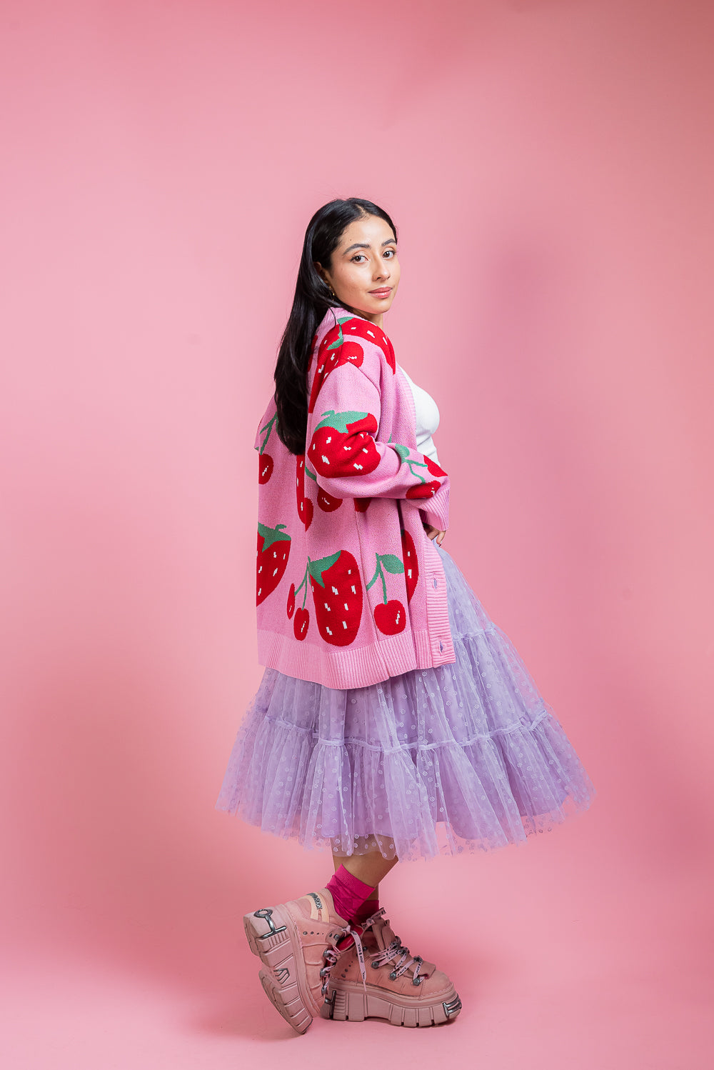 Falda midi lavanda