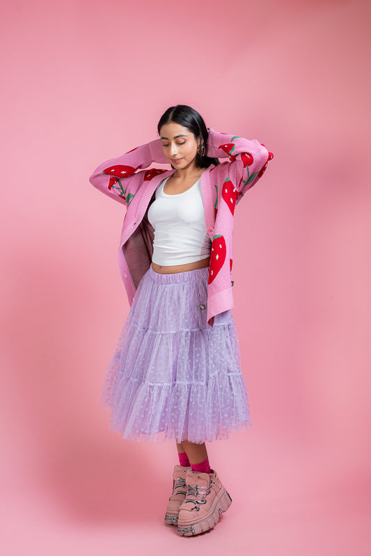 Falda midi lavanda