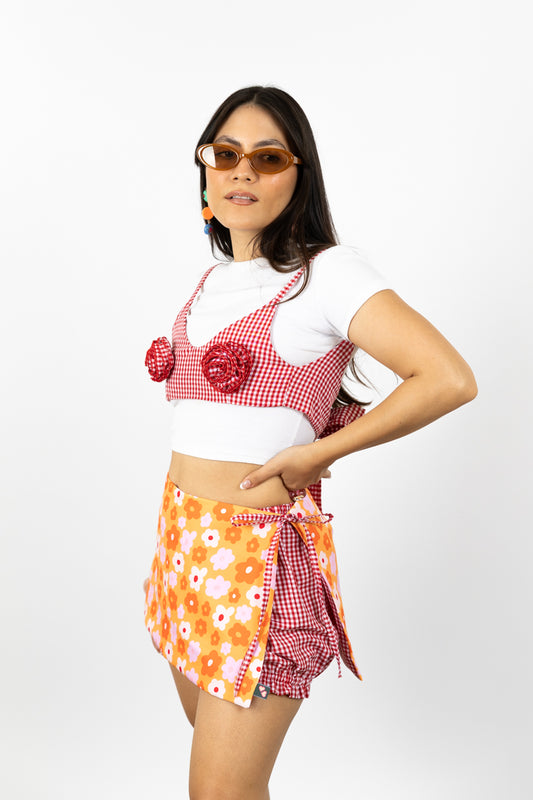 Set Arya (top + blúmer + mini falda)